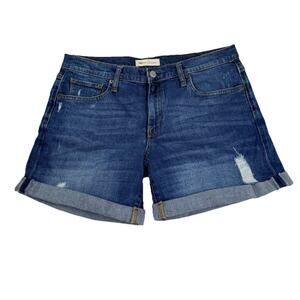 Gap Jean Denim Shorts Sz 29 5” Inseam Distressed Bermuda Cuffed Med Wash EUC